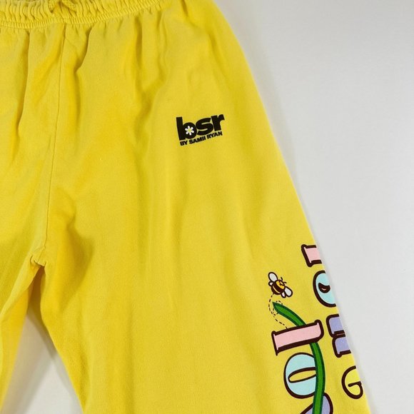Dolls Kill BSR By Samii Ryan Women's Yellow Sweatpants Jogger Isn't it lovely Sz - Picture 3 of 11